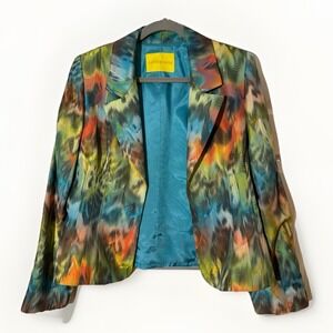 Flores & Flores Abstract Print Jacket Size M? Artwear Colorful Y2K Tropical